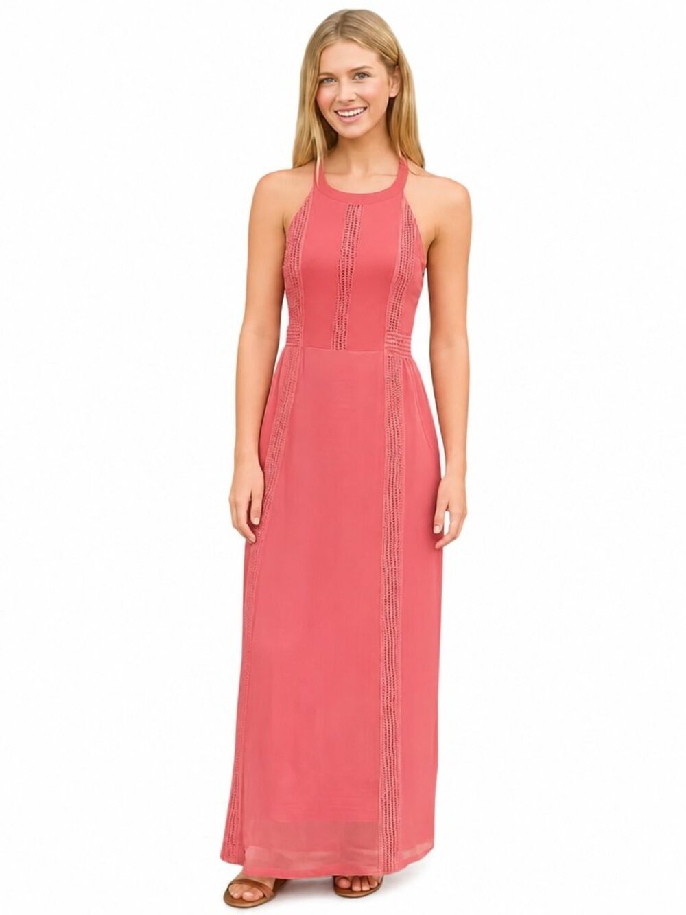 Roxy Pink Halter Maxi Dress Size 8 | Side Zip | EUC | Flowy & Feminine